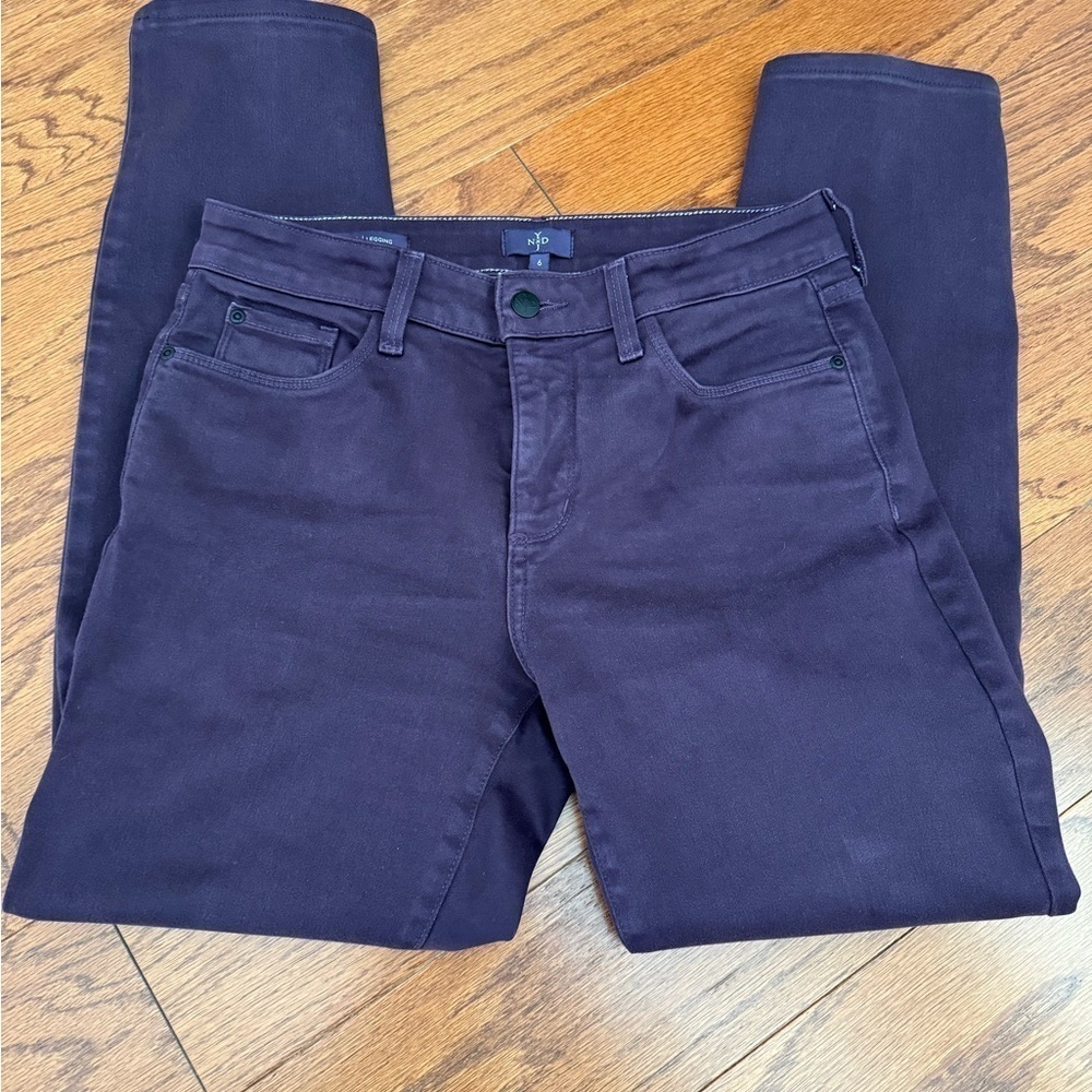 NYDJ Alina Leggings Purple Denim Stretch Pants Women's Size 6